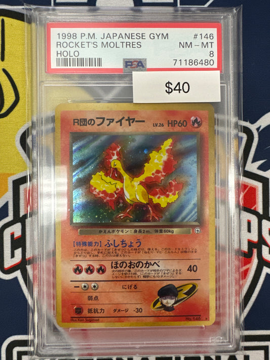 Pokemon Rocket’s Moltres #146 PSA 8