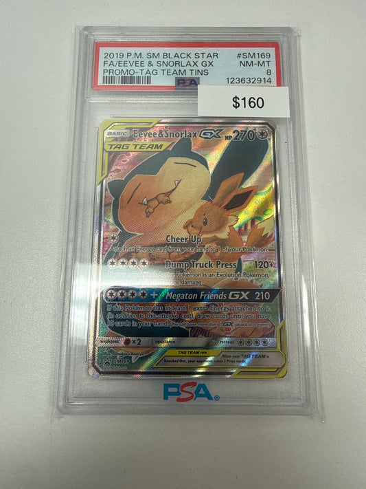 Pokemon Eevee & Snorlax #sm169 PSA 8