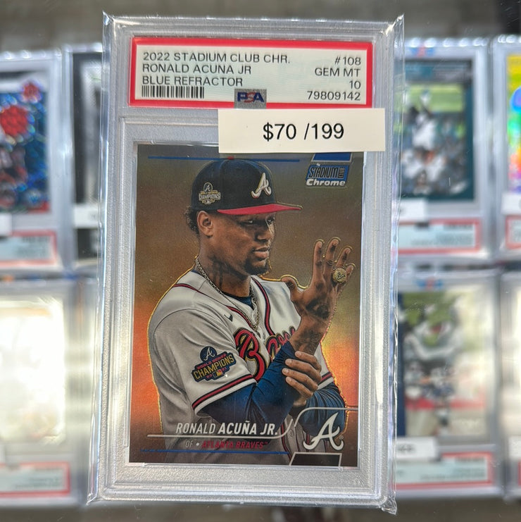 2022 Stadium Club Chrome Ronald Acuna Jr. Blue Refractor 