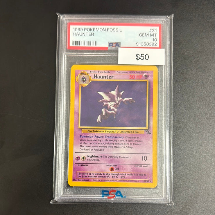 1999 Pokémon Fossil Haunter 21 PSA 10