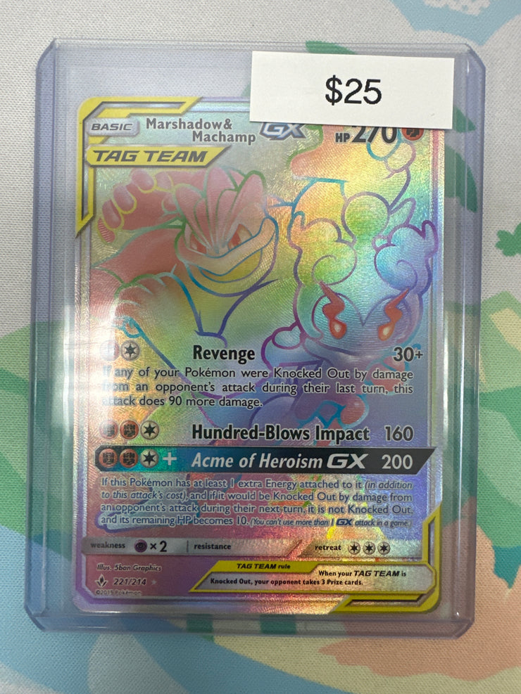 Pokemon Unbroken Bonds Marshadow & Machamp Gx Secret Rare 221/214