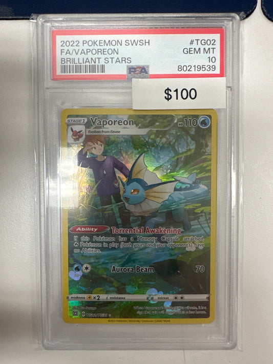 Pokemon Brilliant Stars FA Vaporeon TG02/TG30 PSA 10