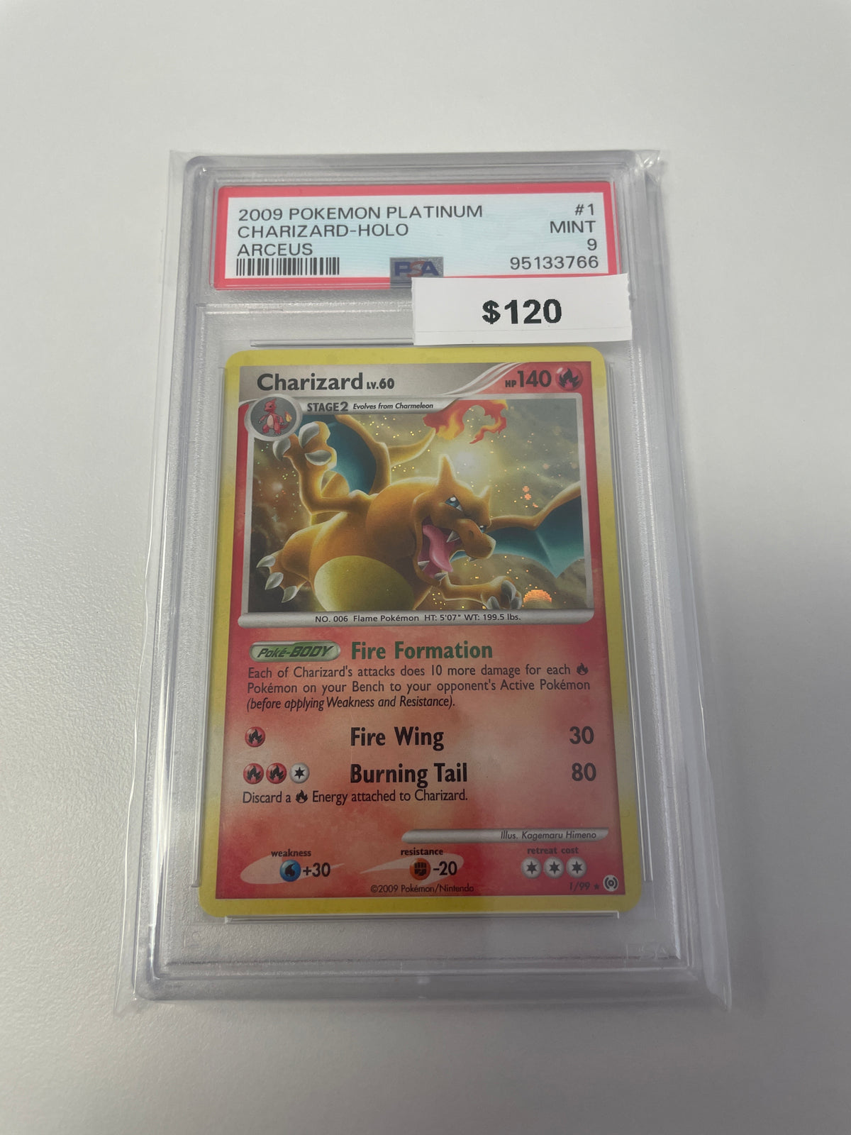 2009 Platinum Charizard Holo #1/99 PSA 9