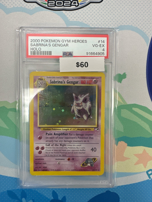 Pokemon 2000 Pokemon Gym Heroes Sabrina’s Gengar Holo #14 PSA 4