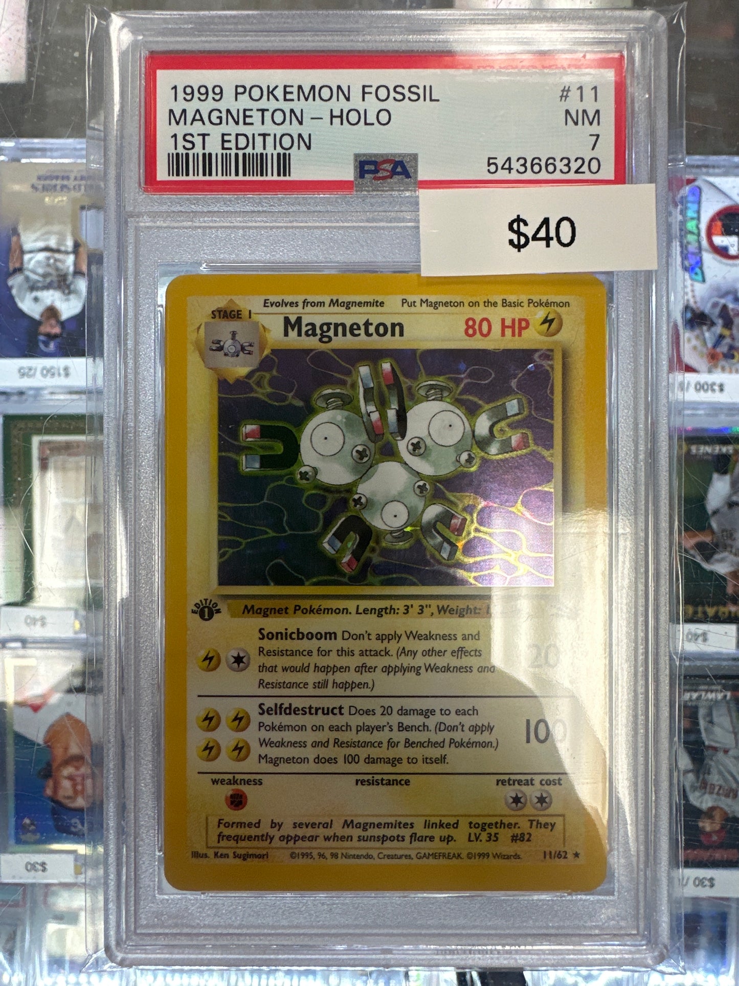 Pokemon Magneton 11/62 1st edition Holo PSA 7