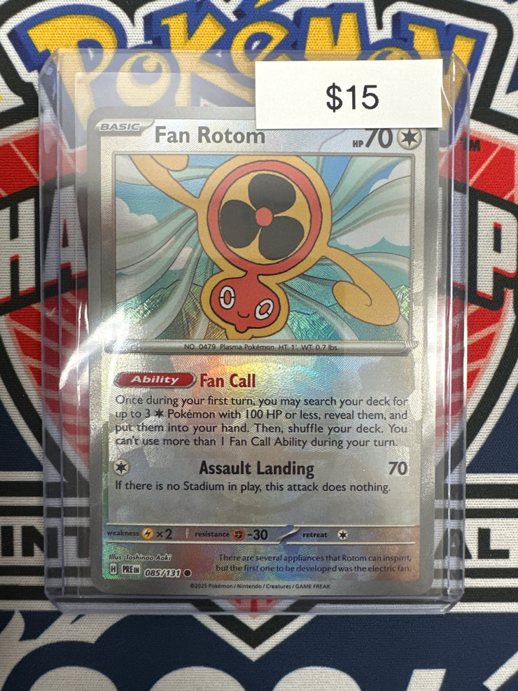 Pokemon Prismatic Evolutions Fan Rotom Masterball Holo 085/131