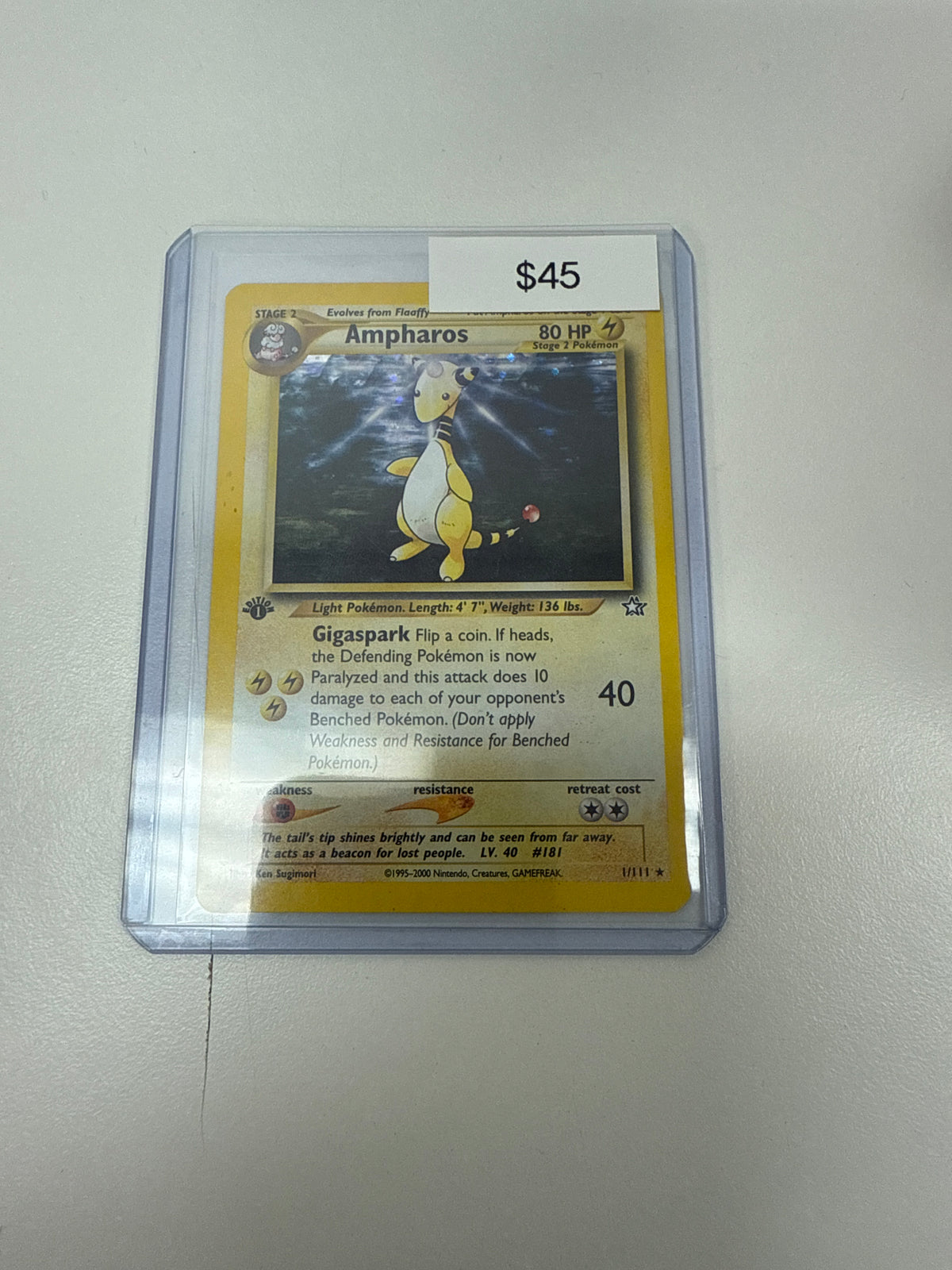 Pokemom Ampharos 1st Edition Holo #1/111