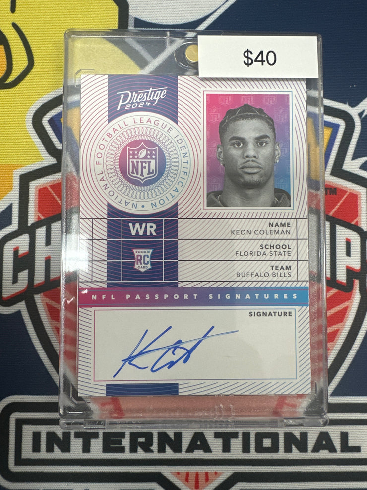 2024 Prestige Keon Coleman Passport Signatures NPS-KCN