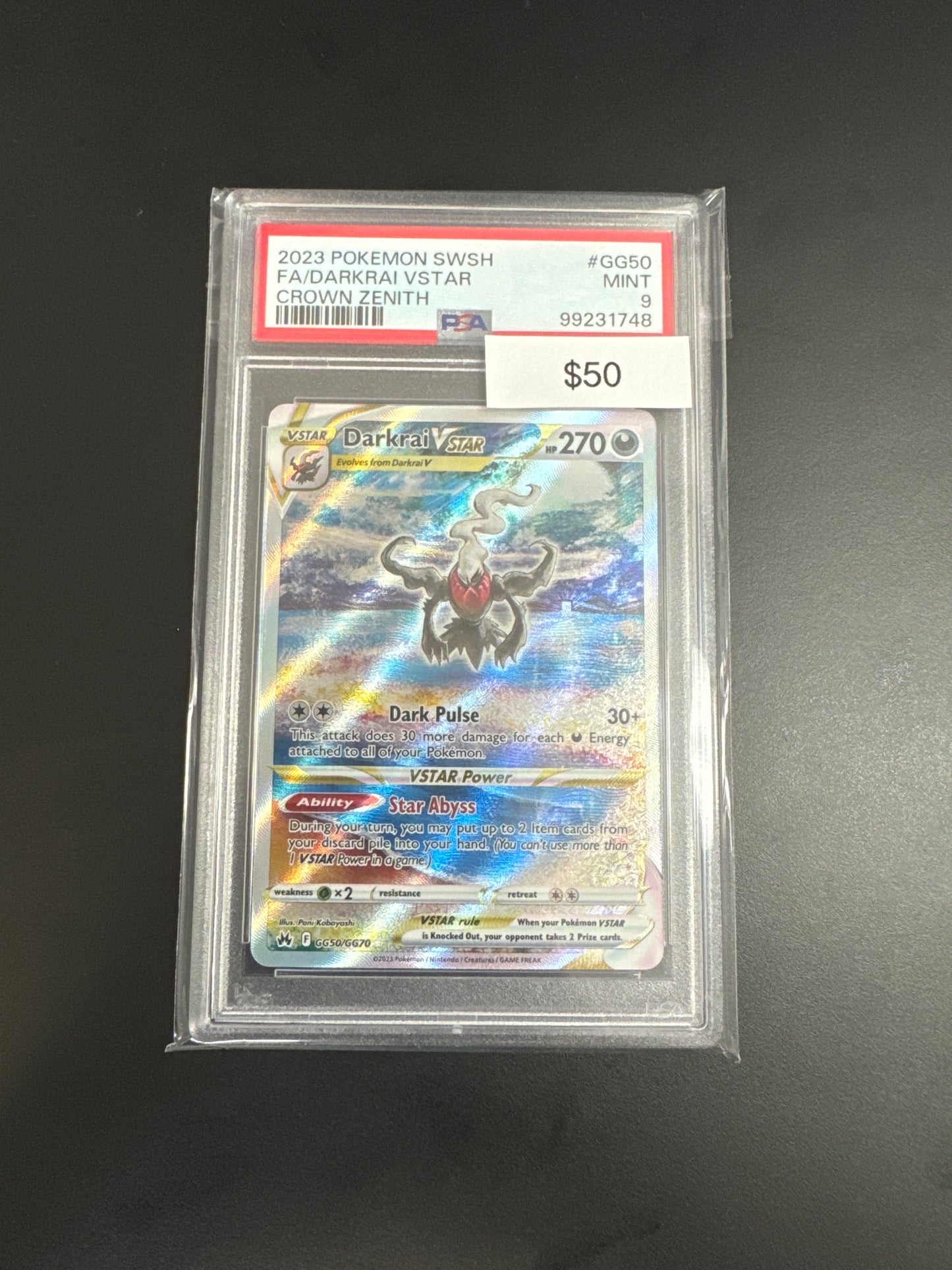 Pokémon Darkrai VSTAR GG50 PSA 9