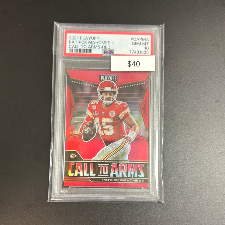 2021 Playoff Patrick Mahomes Call To Arms CAPMA PSA 10