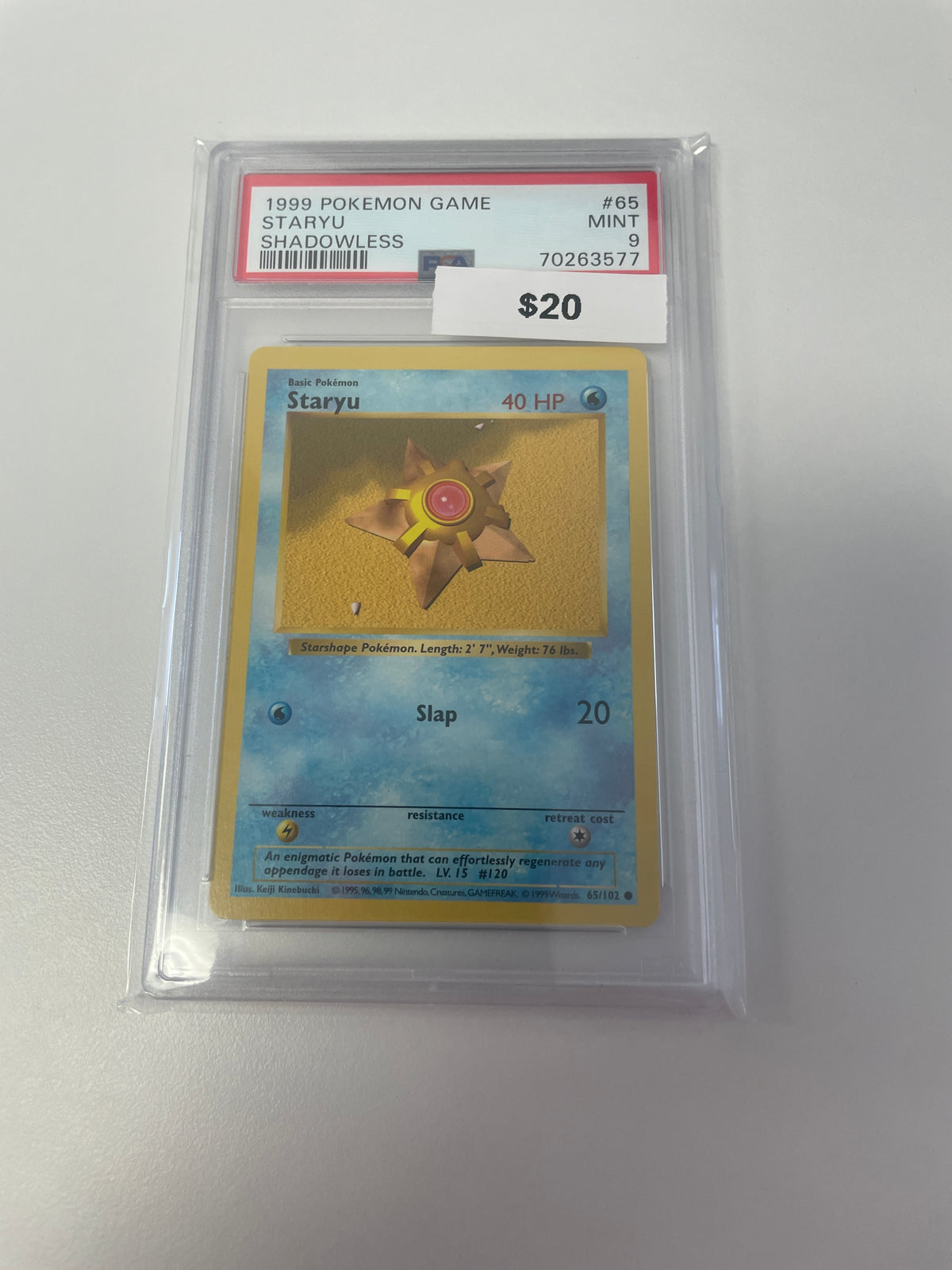1999 Pokemon Staryu Shadowless #65/102 PSA 9