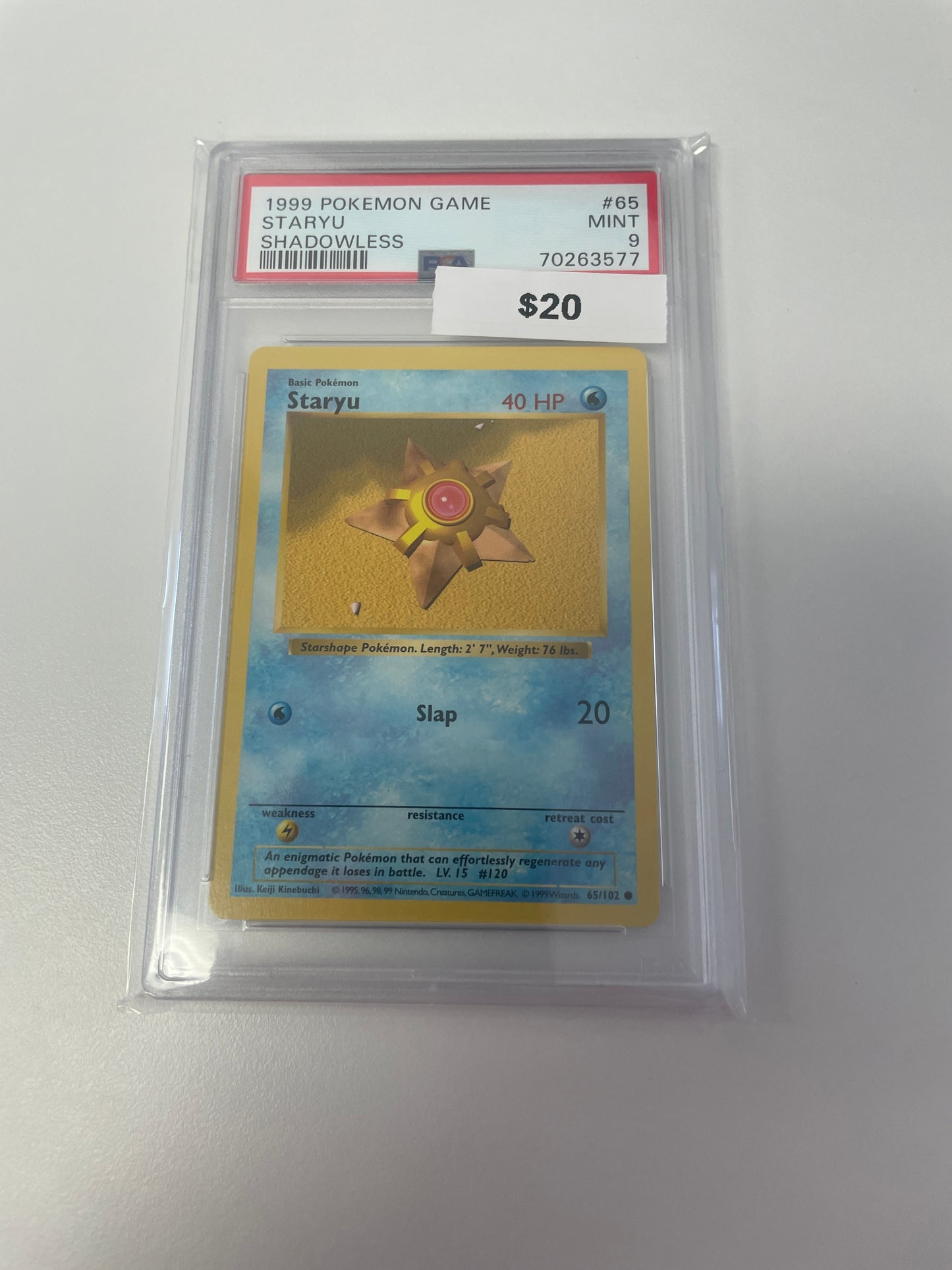 1999 Pokemon Staryu Shadowless #65/102 PSA 9