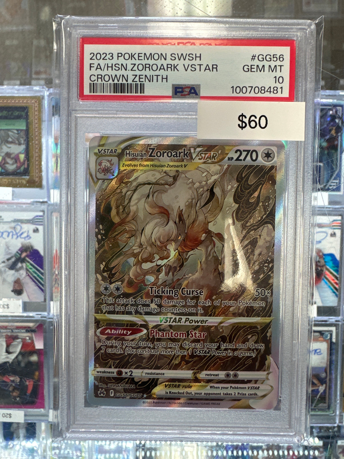 Pokemon Crown Zenith Hisuian Zoroark Vstar GG56/GG70 PSA 10