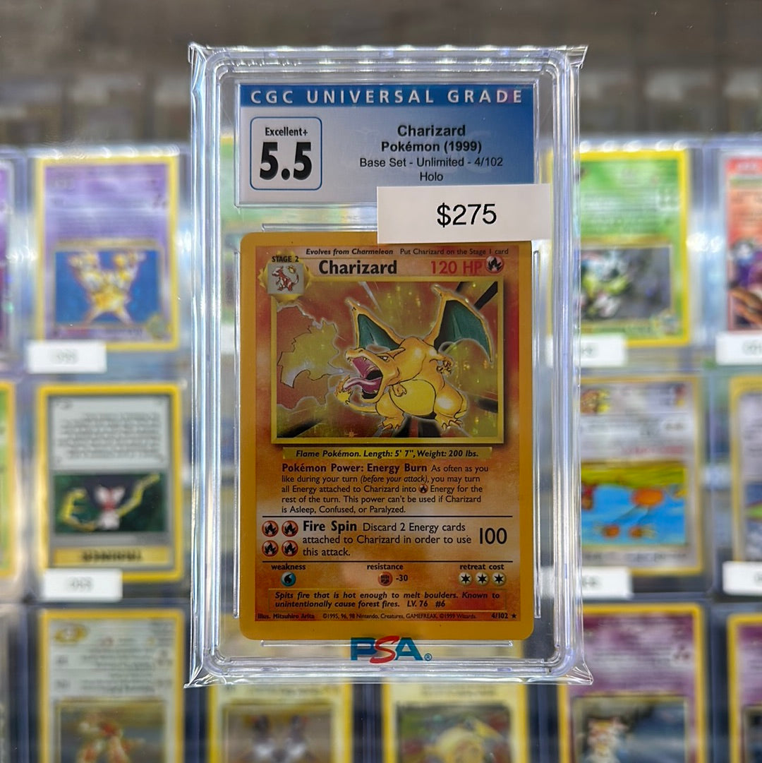 Pokémon 1999 Charizard Holo 4/102 CGC 5.5