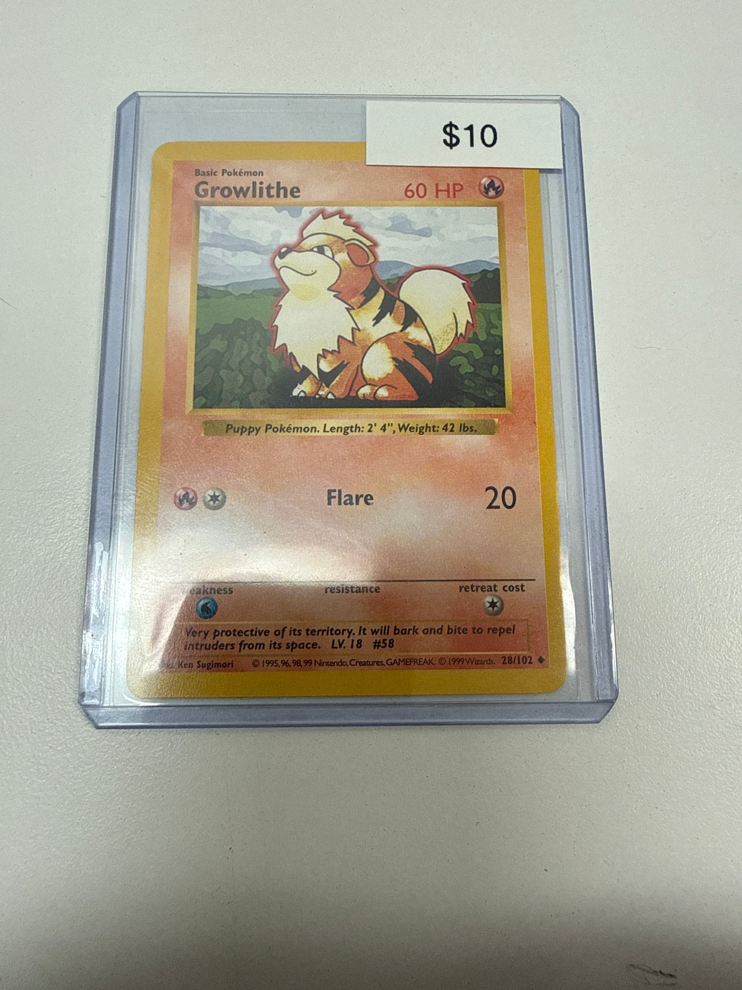 Pokemon Growlithe Shadowless Non-Holo #28/102