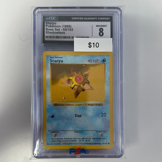 Pokémon 1999 Base Set Shadowless Staryu CGC 8