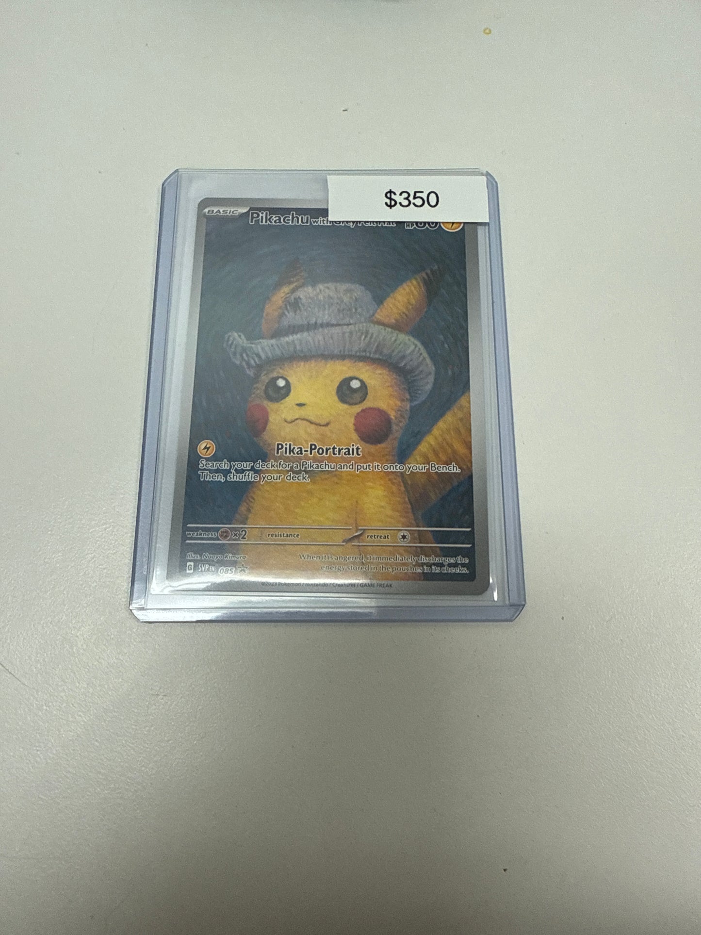 Pokemon Van Goh Promo Pikachu with grey felt hat 085