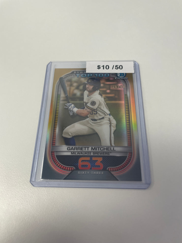 2021 Bowman Chrome Garrett Mitchell Gold /50 