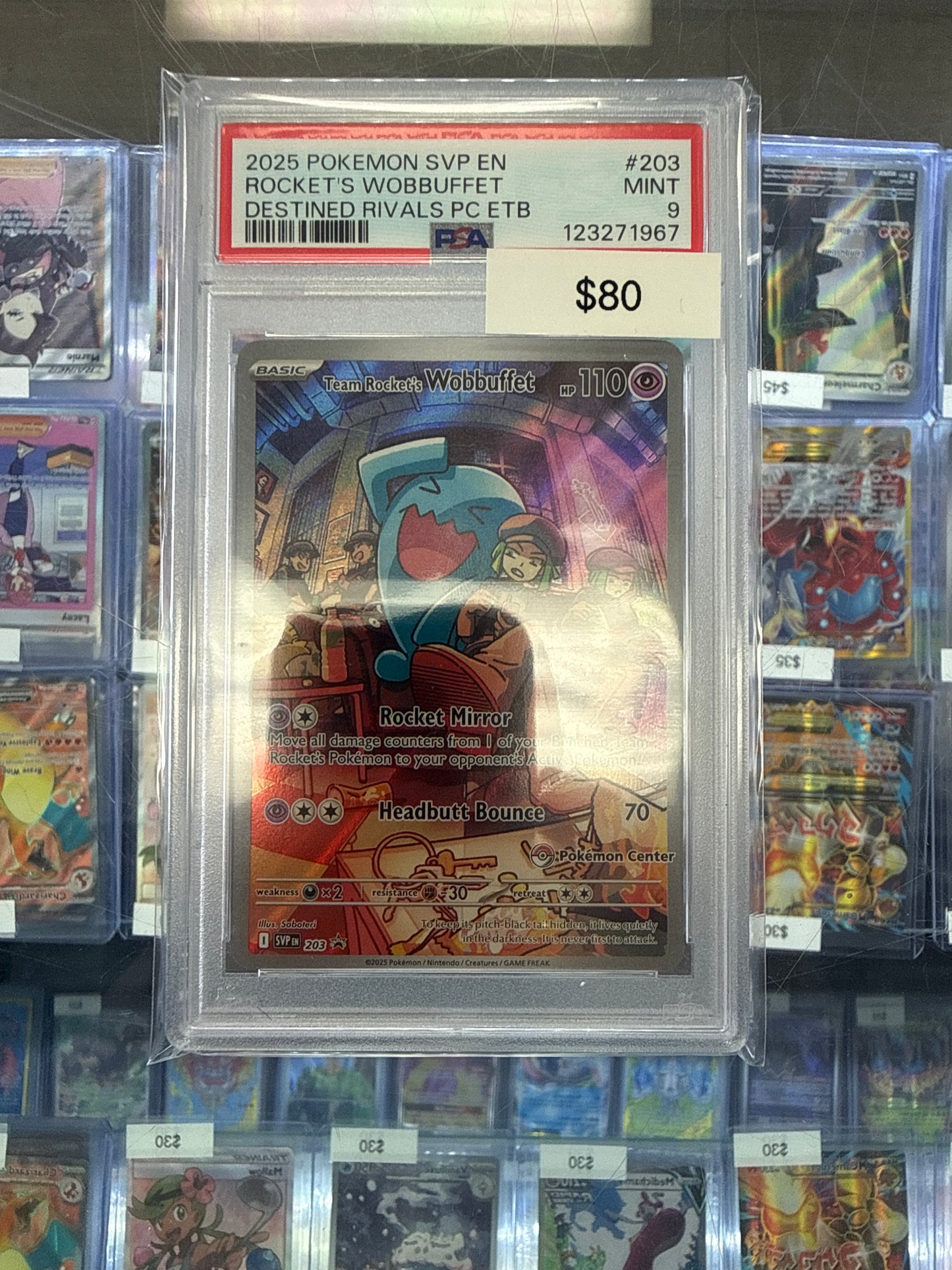 Pokemon Team Rocket’s Wobbuffet Pokemon Center BSP #203 PSA 9