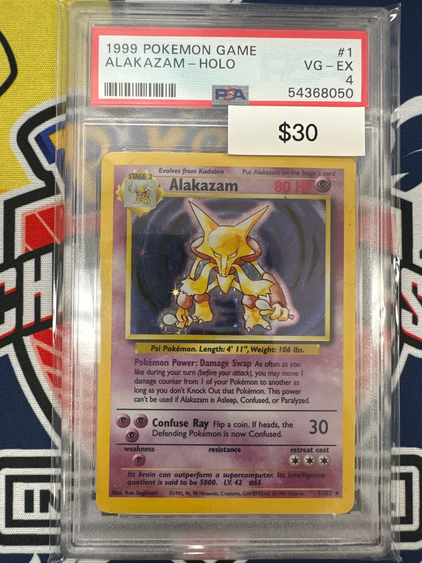 Pokemon Alakazam 1/102 Holo PSA 4