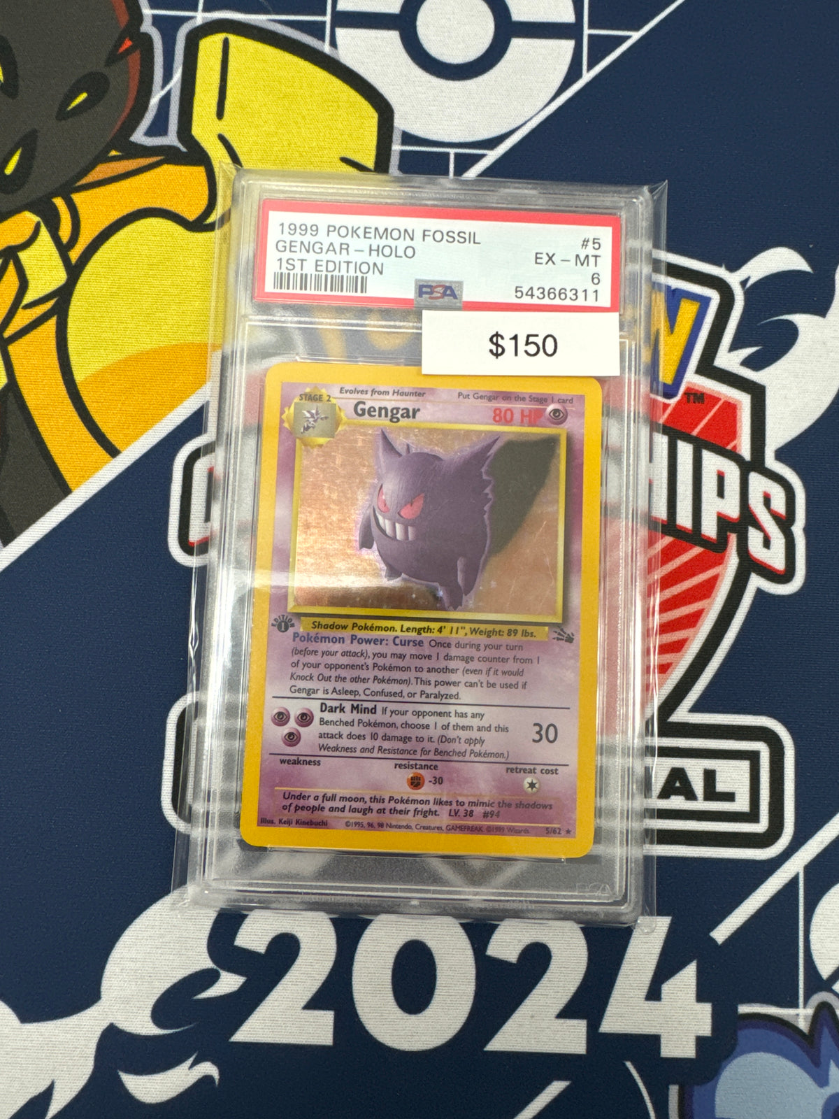 1999 Pokémon Fossil Gengar 1st Ed Holo #5 PSA 6