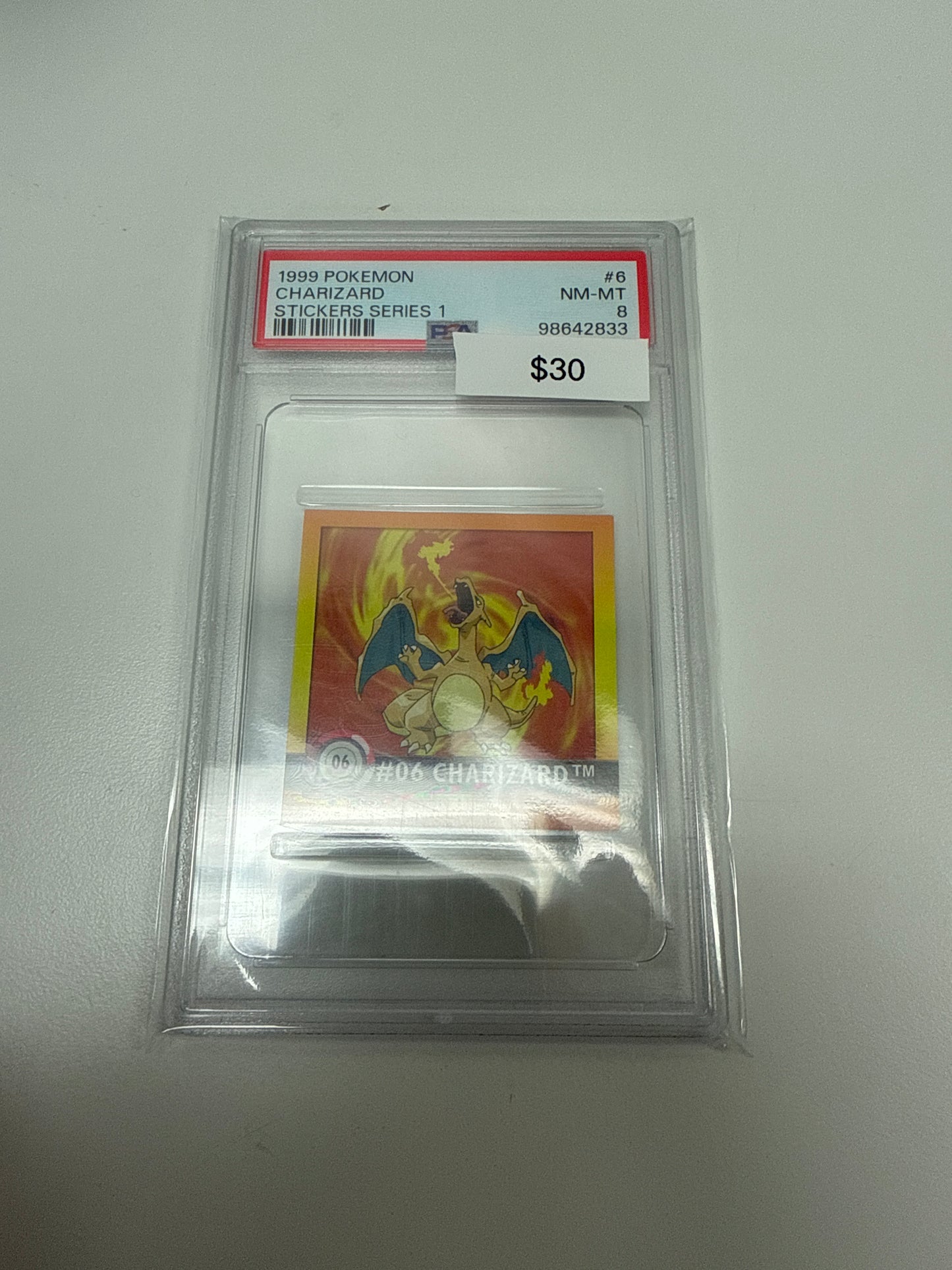 Pokemon Charizard Stickers Series 1 #6 PSA 8