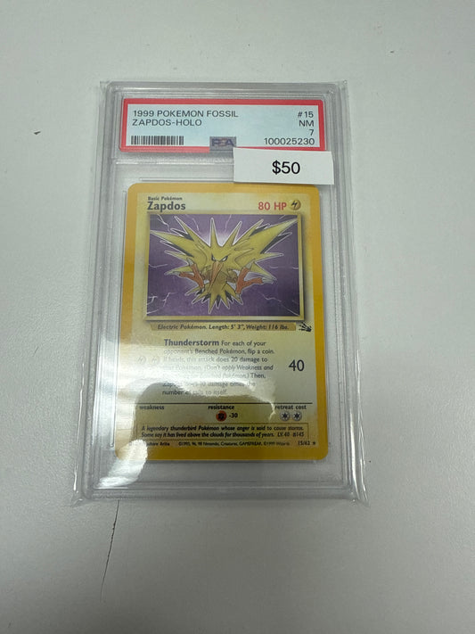 Fossil Zapdos Holo #15/62 PSA 7