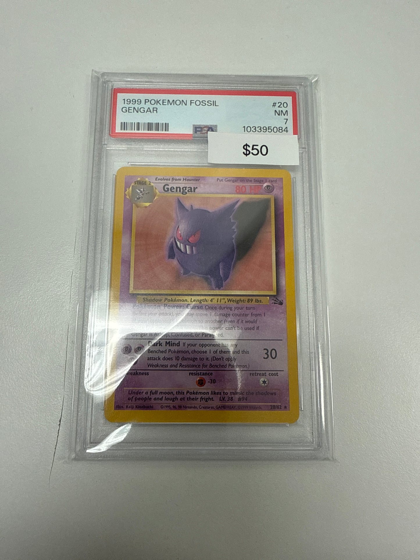 Fossil Gengar #20/62 PSA 7