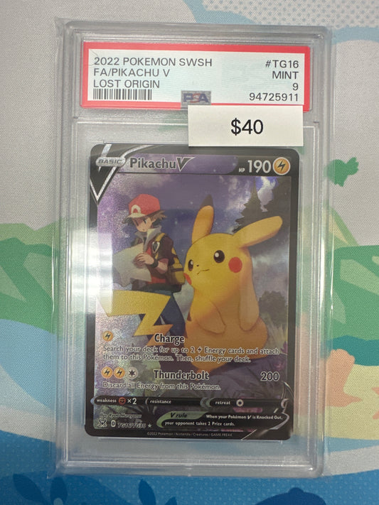 2022 Pokemon Lost Origin Trainer Gallery Pikachu V TG16 PSA 9