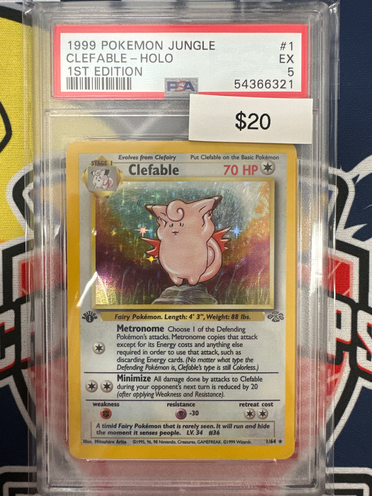 Pokemon Clefable 1/64 1st Edition Holo PSA 5