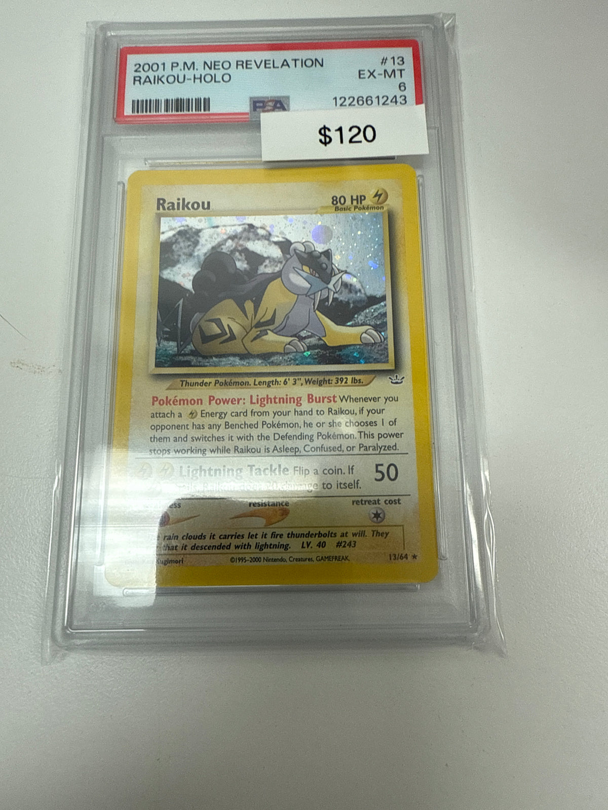 Pokemon Neo Revelation Raikou Holo #13/64 PSA 6