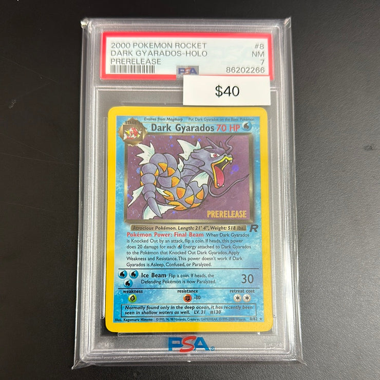 Pokémon Rocket Dark GYARADOS Pre Release 8/82 PSA 7