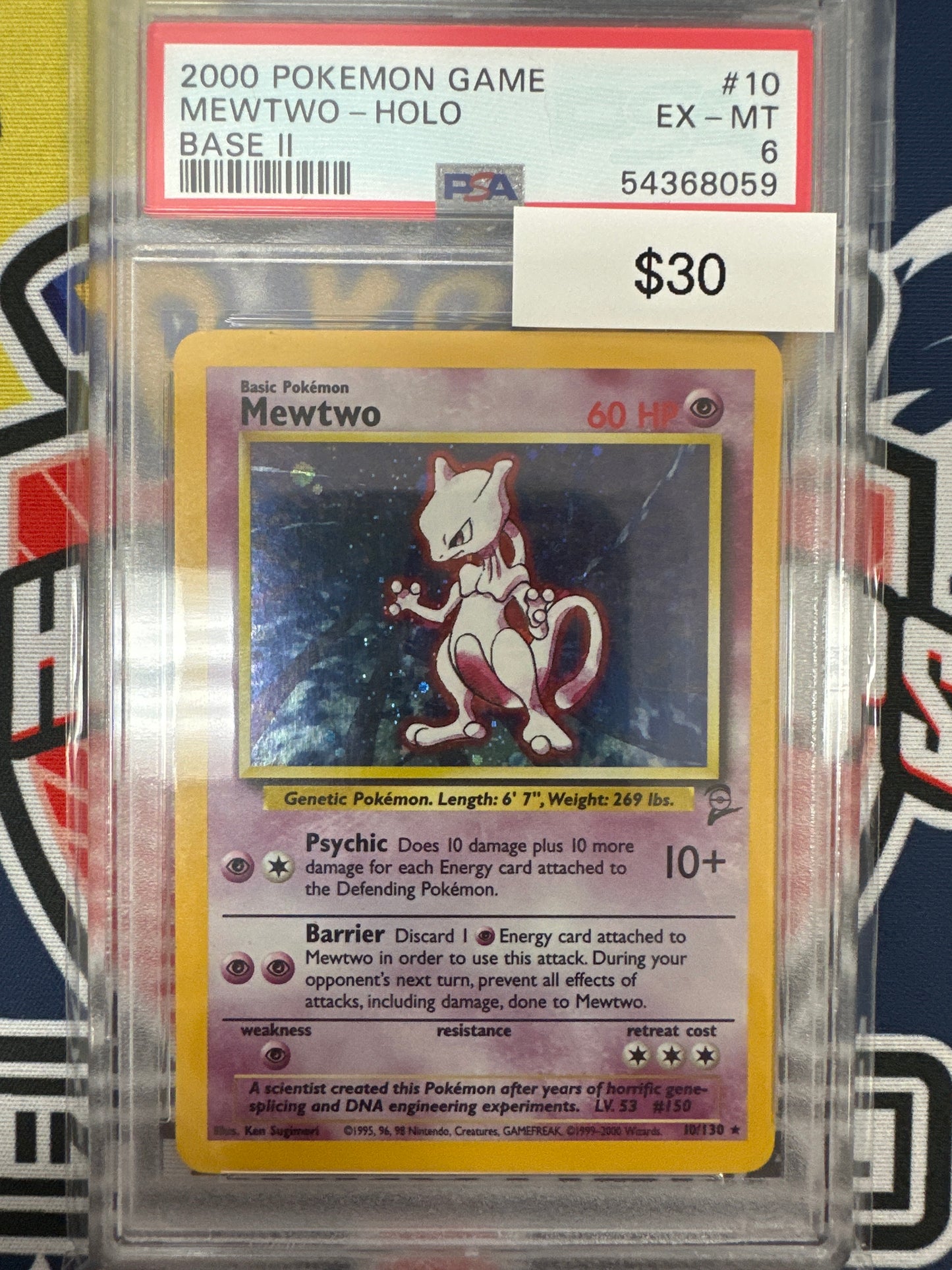Pokemon Mewtwo 10/130 Holo PSA 6