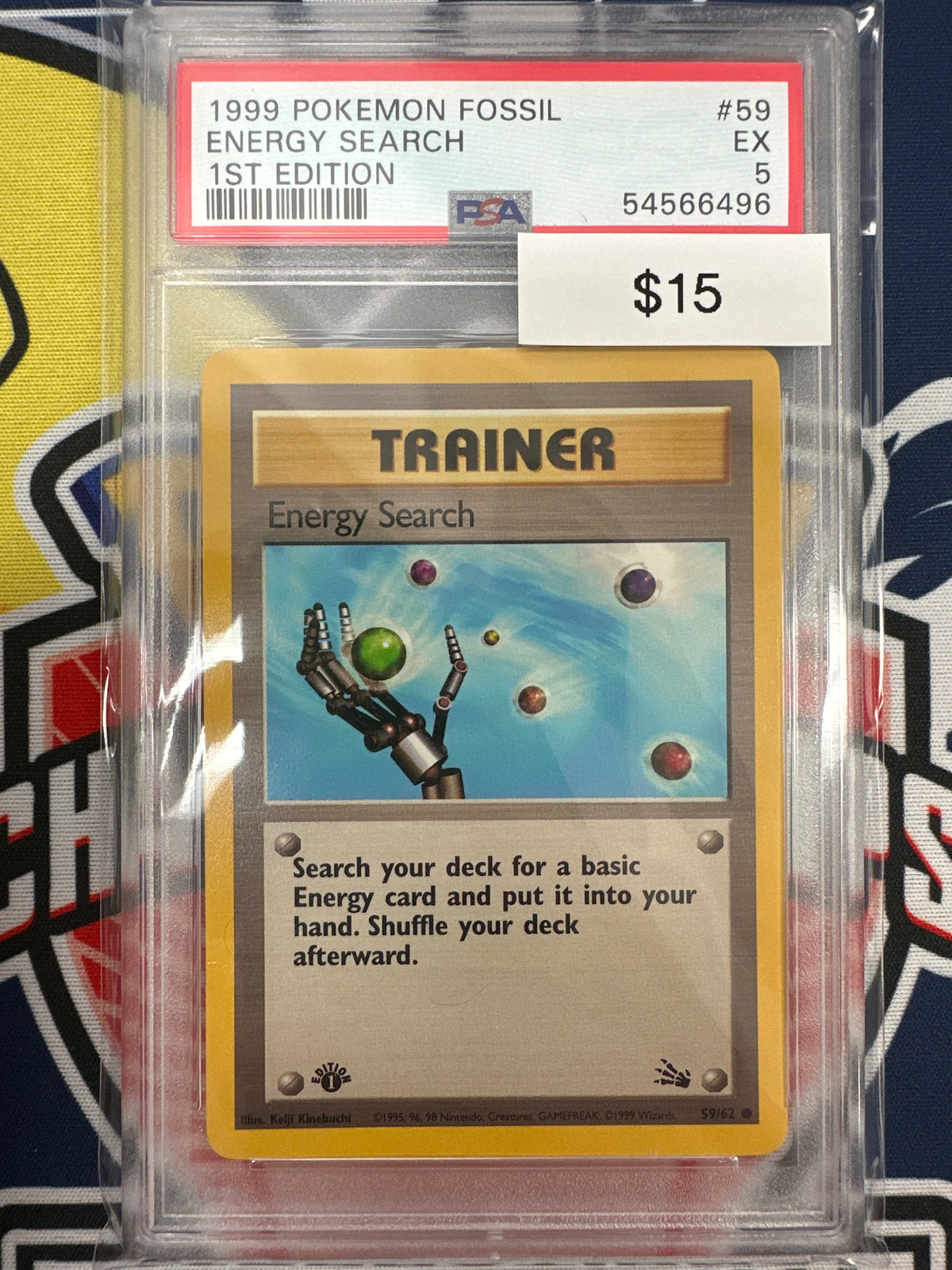 Pokemon Fossil Energy Search 1st Edition PSA 5