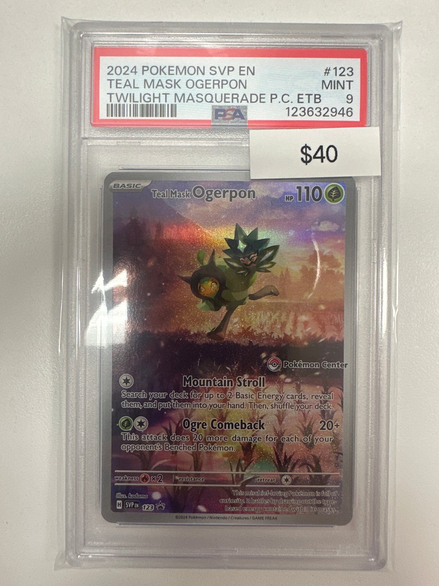 Pokemon Teal Mask Ogerpon Pokemon Center 123 PSA 9