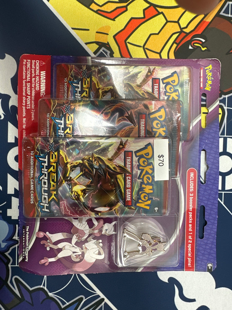 Pokemon Mega Mewtwo X Break Through 3 Pack Blister