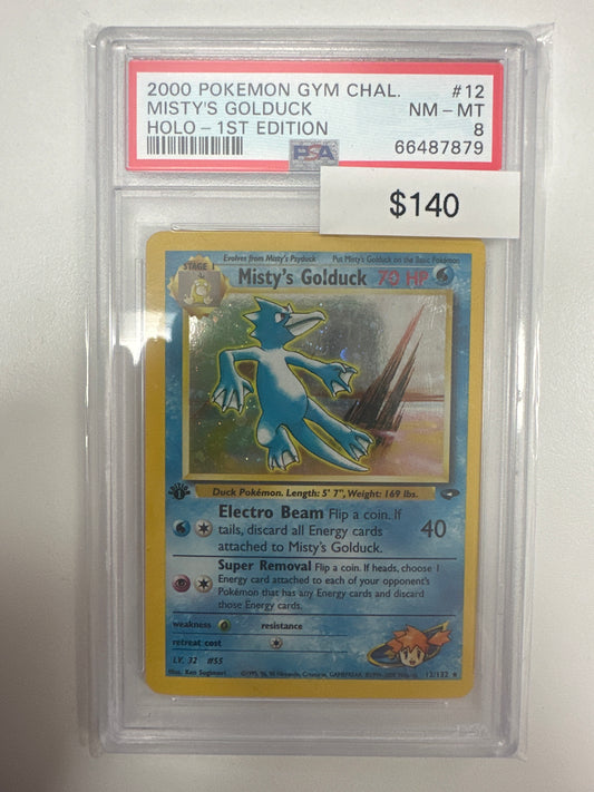 Pokemon Misty’s Golduck 1st Edition Holo PSA 8