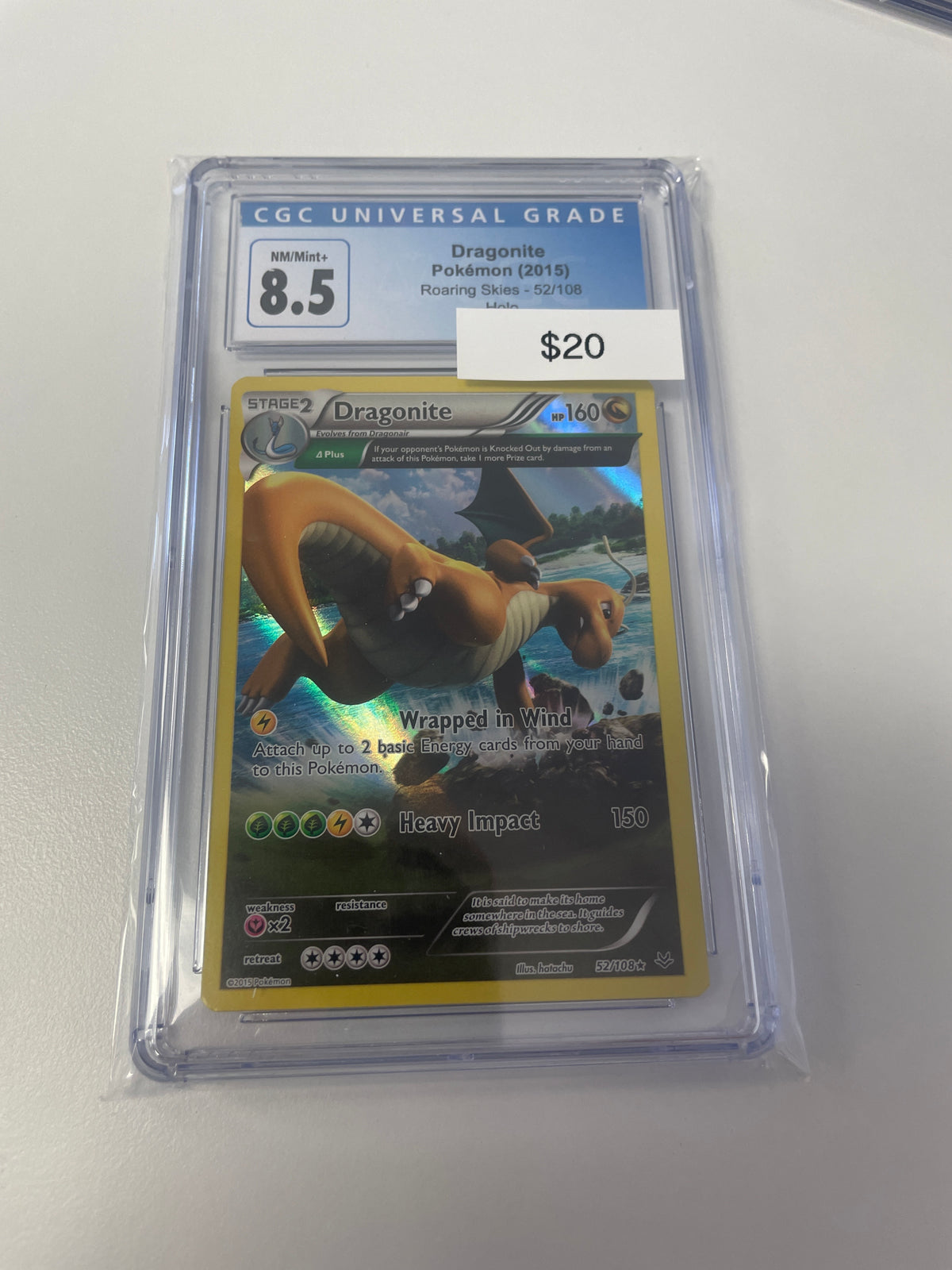 Pokemon Dragonite Holo Roaring Skies #52/108 CGC 8.5 Grail Collectibles AZ Pokemon Dragonite Holo Roaring Skies #52/108 CGC 8.5 Grail Collectibles AZ