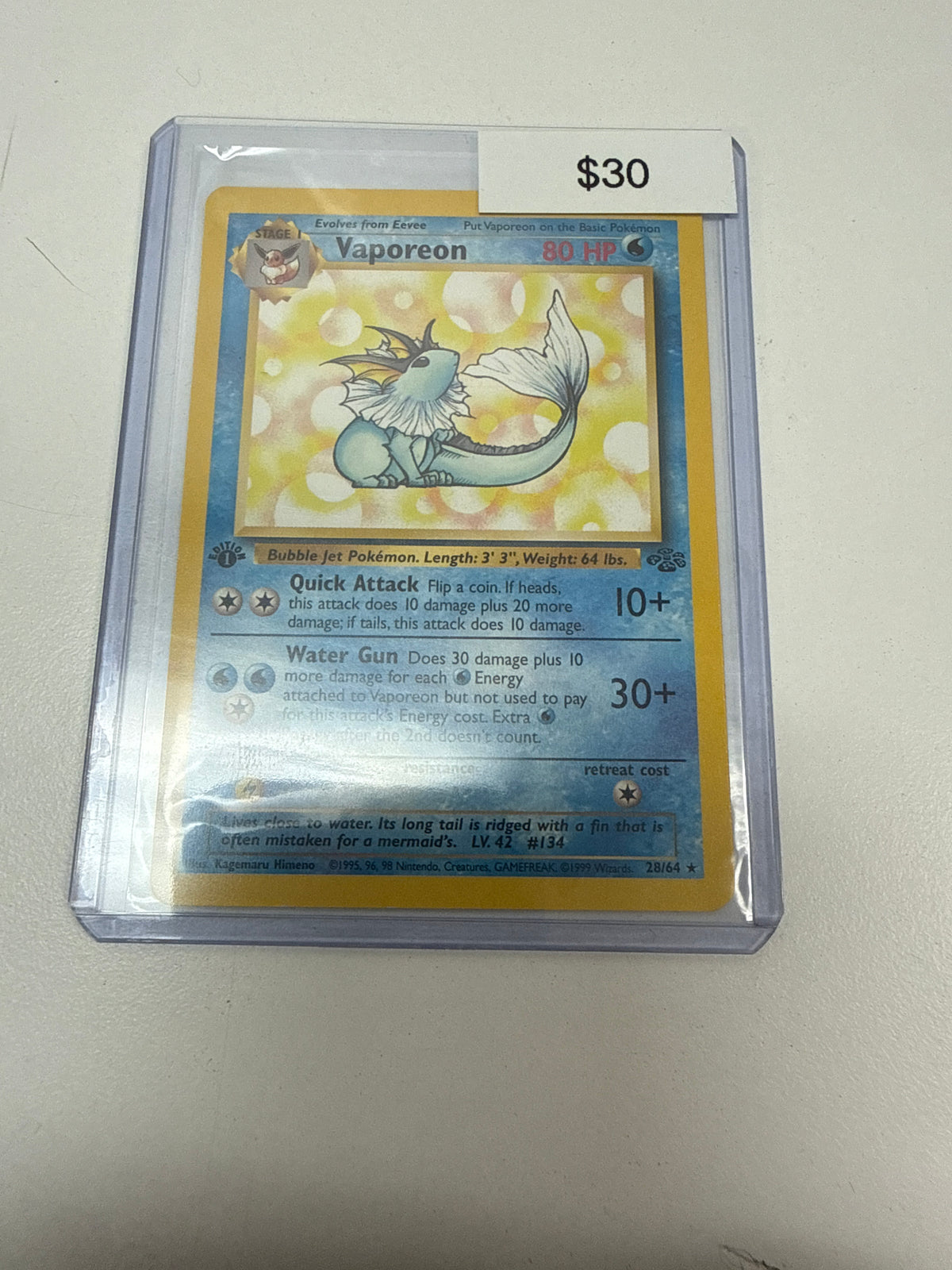 Pokemon Vaporeon 1st Ed Non-Holo #28/64
