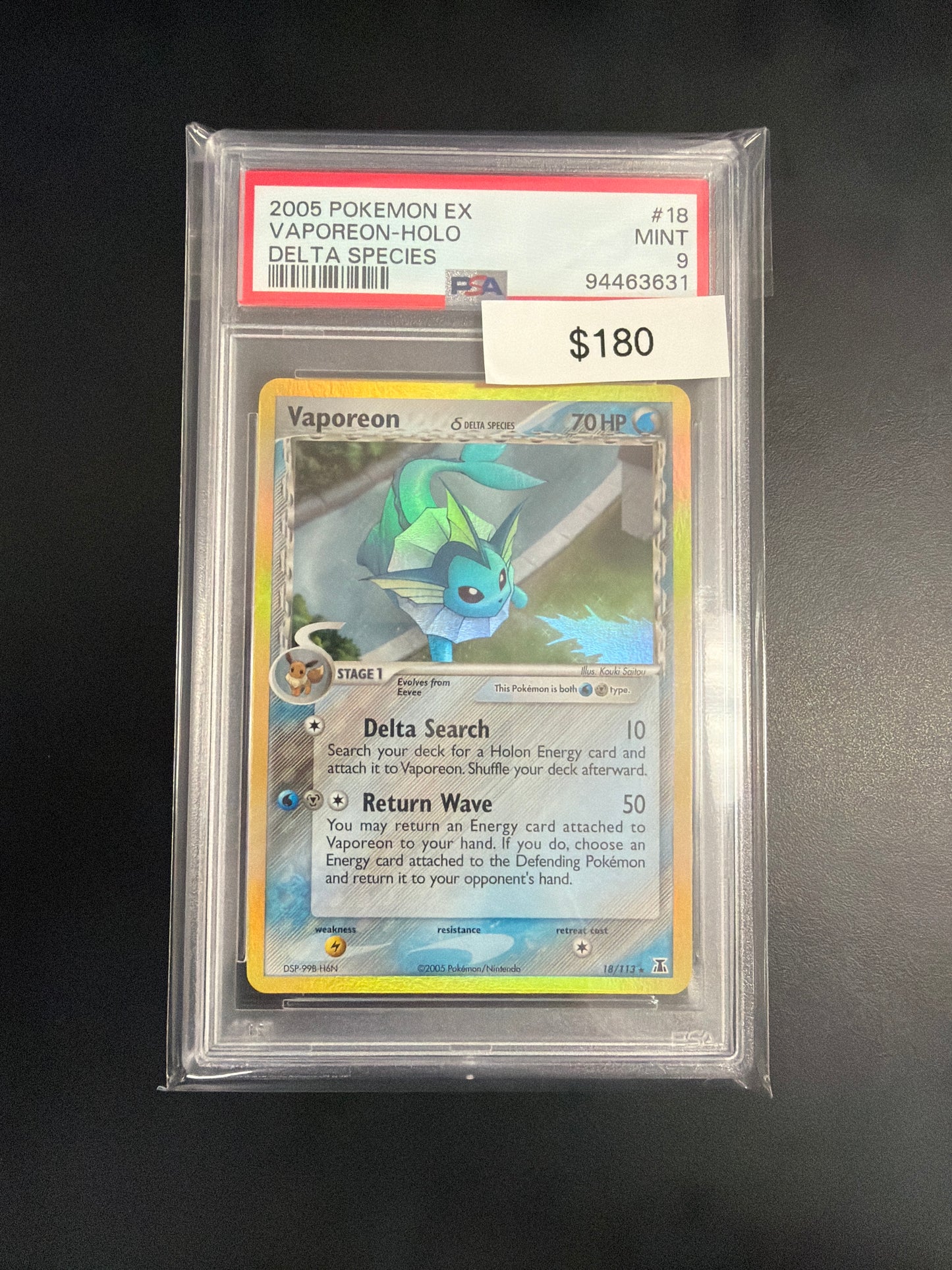 Pokemon Vaporeon Delta 18 PSA 9
