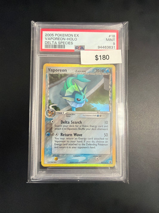 Pokemon Vaporeon Delta 18 PSA 9