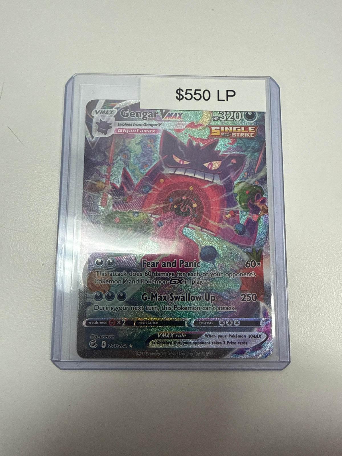 Pokemon Fusion Strike Gengar Vmax LP Condition #271/264