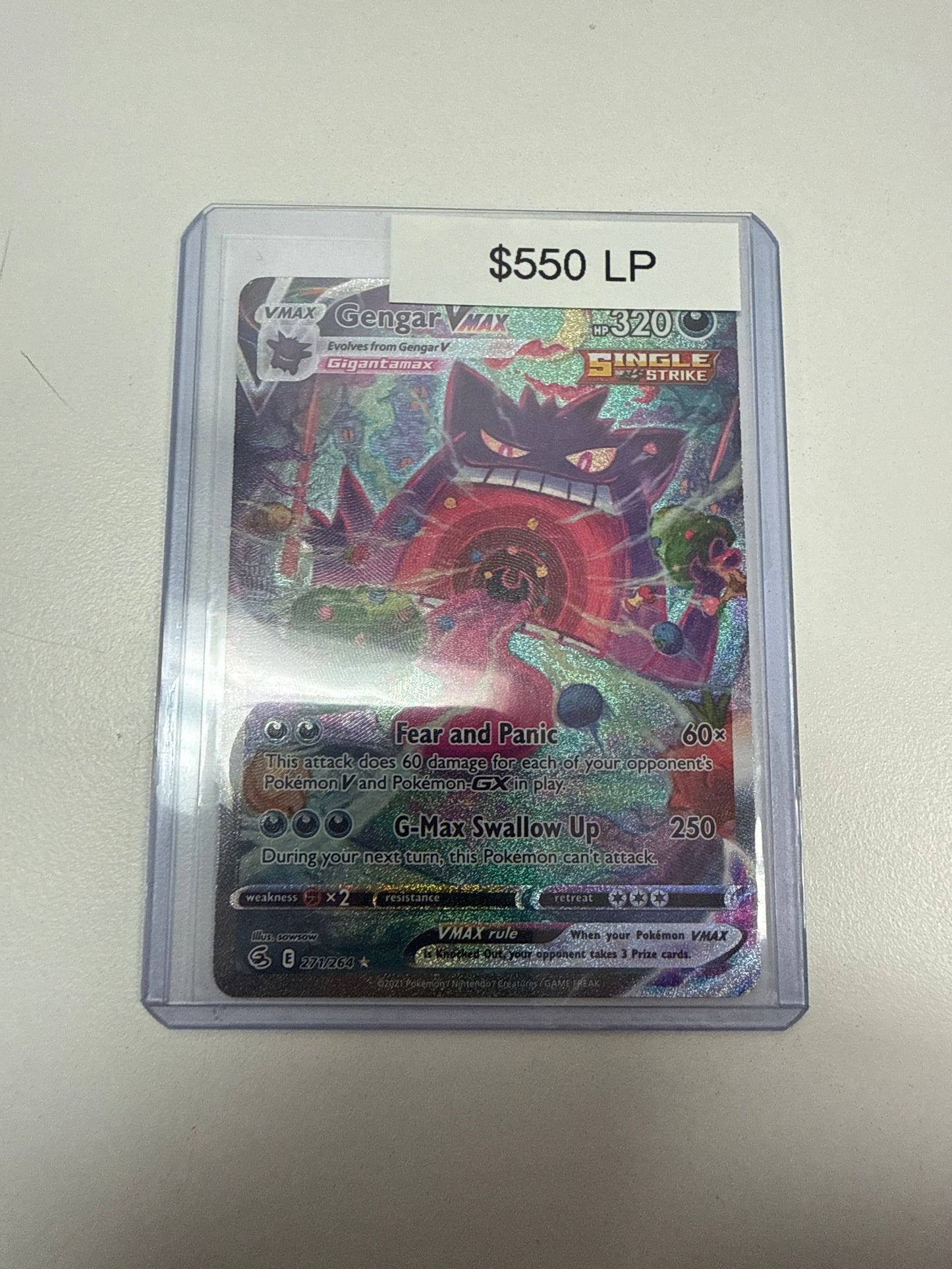 Pokemon Fusion Strike Gengar Vmax LP Condition #271/264