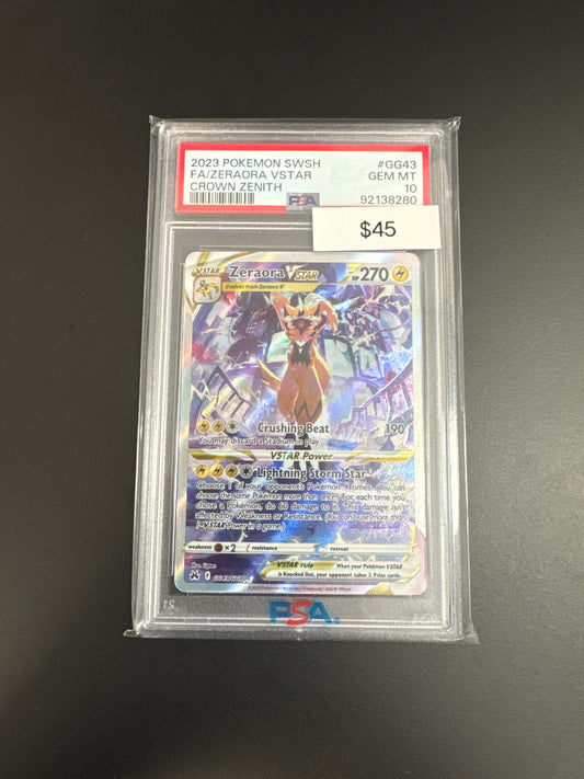 Pokémon Crowm Zenith Zeraora VSTAR GG43 PSA 10