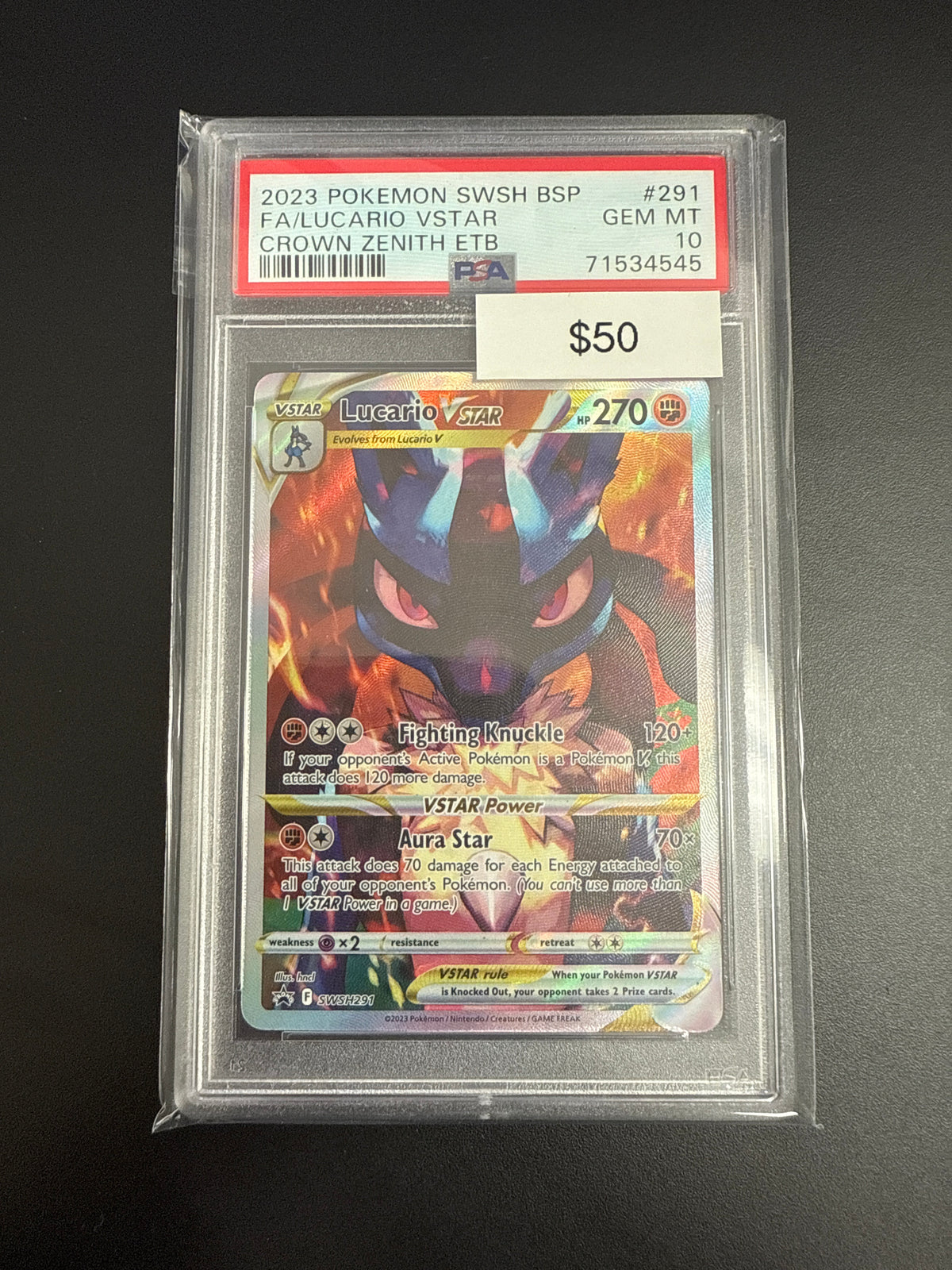 Pokémon Lucario Vstar 291 PSA 10