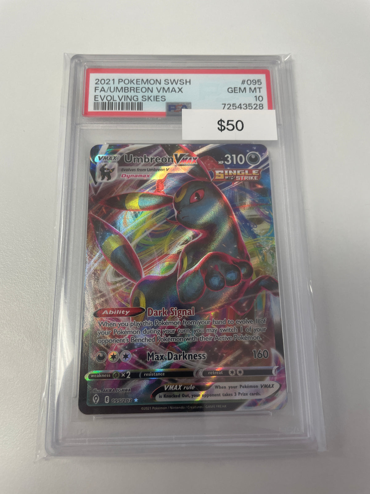 Pokemon Evolving Skies Umbreon Vmax #095/203 PSA 10