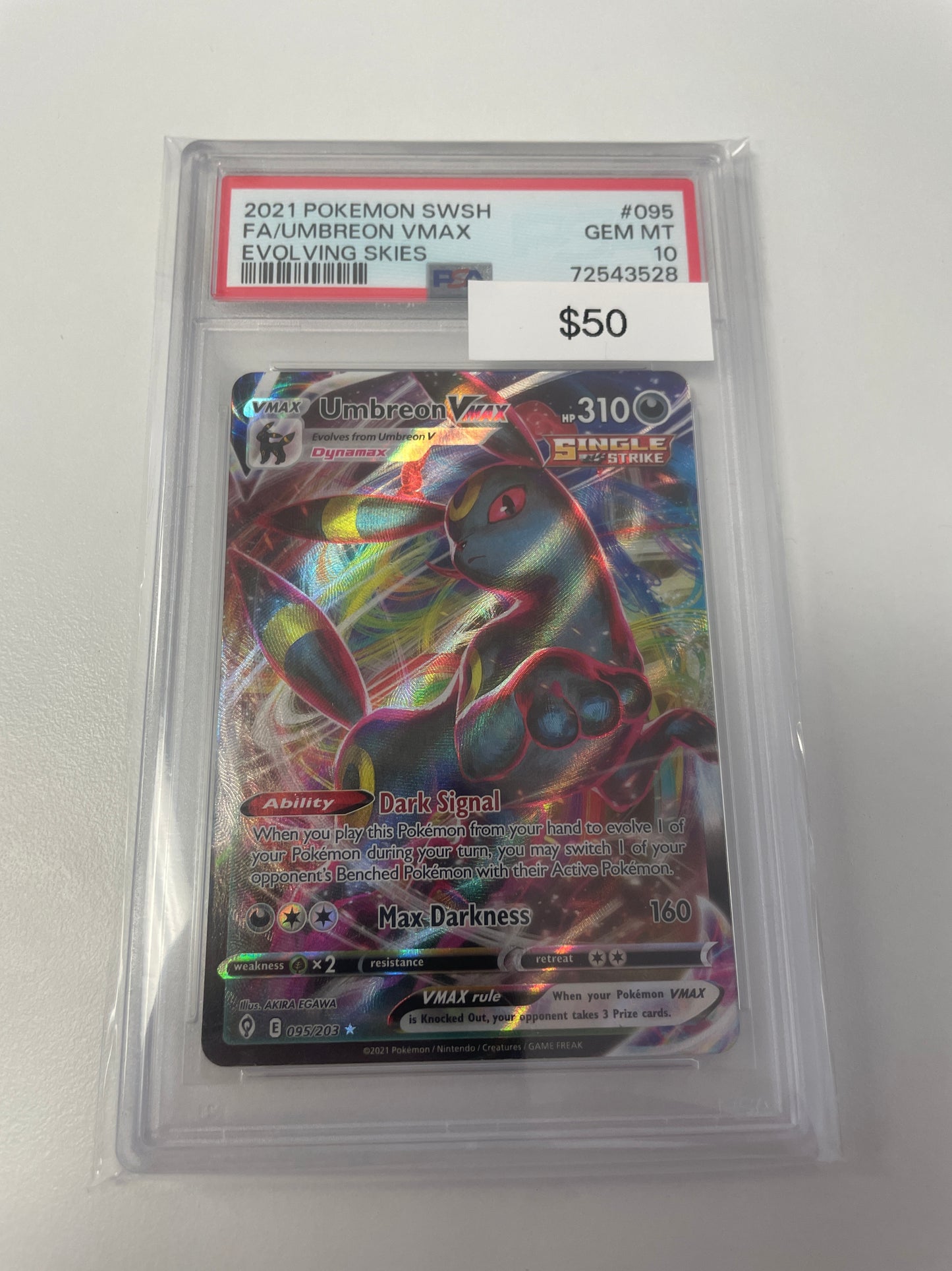 Pokemon Evolving Skies Umbreon Vmax #095/203 PSA 10