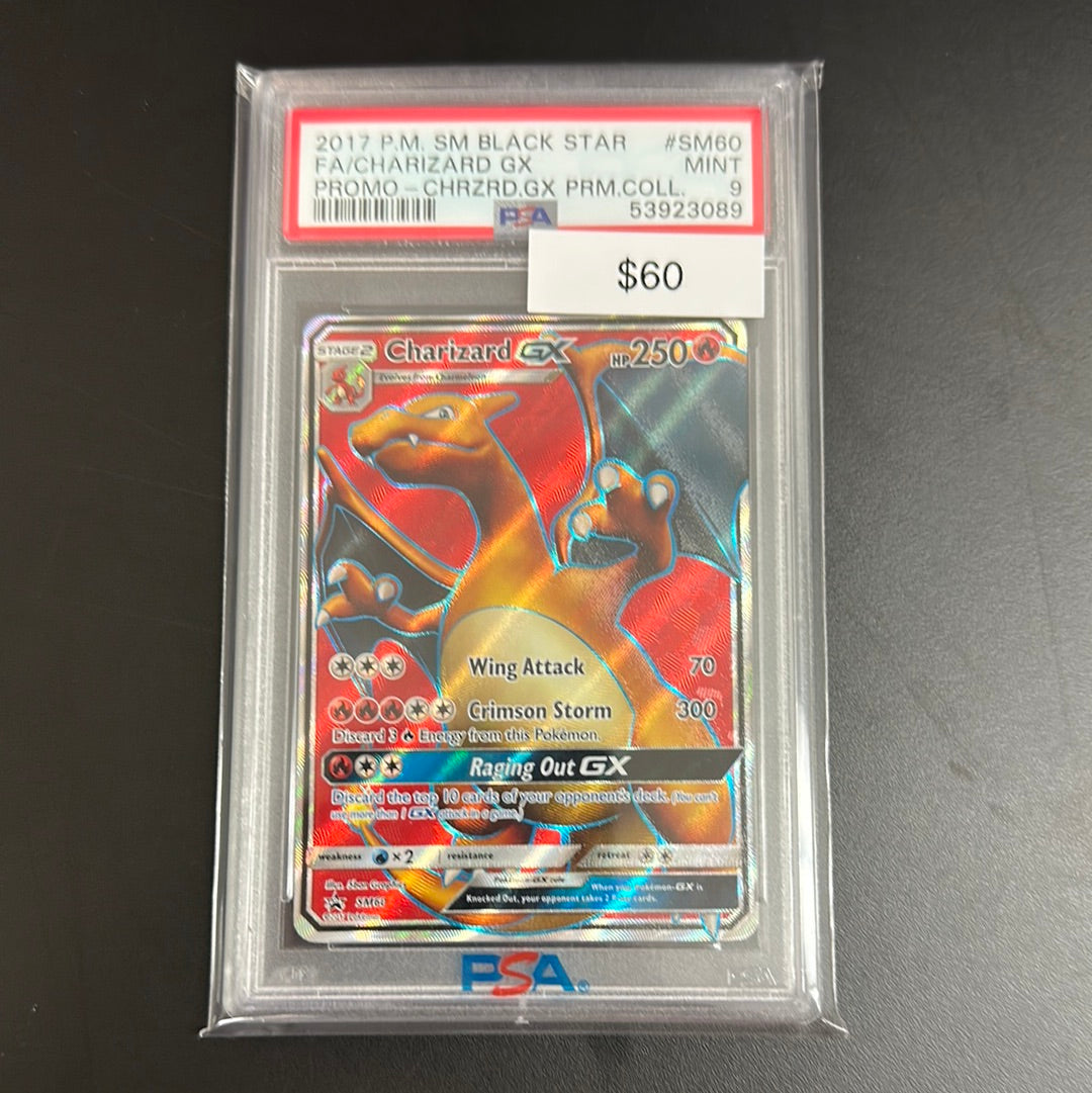 2017 Black Star Promo Charizard GX SM60 PSA 9
