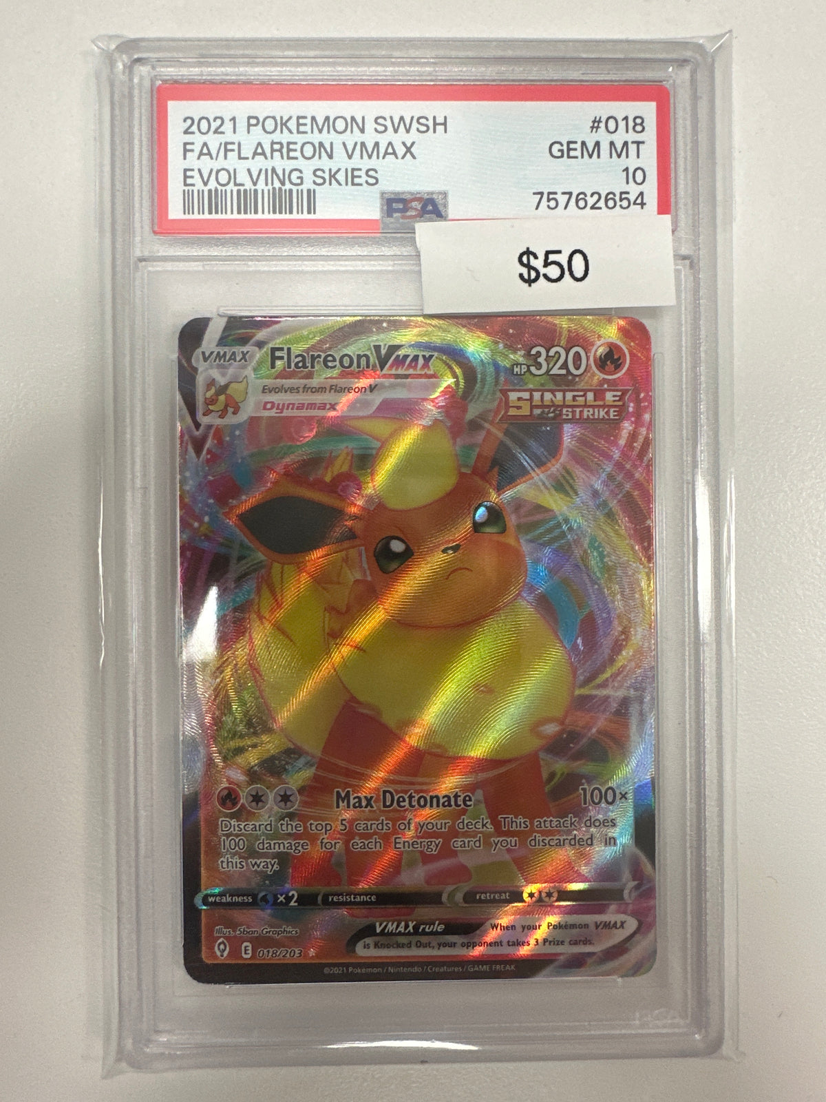 Pokemon Flareon Vmax 018/203 PSA 10