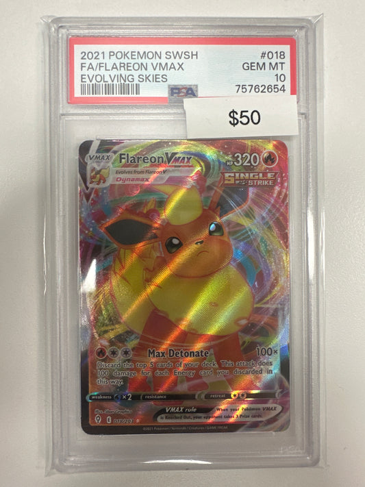 Pokemon Flareon Vmax 018/203 PSA 10